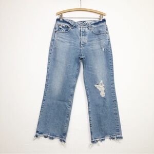 AG-ED Denim Kingsley high rise pop crop Distressed Blue Women's Jeans